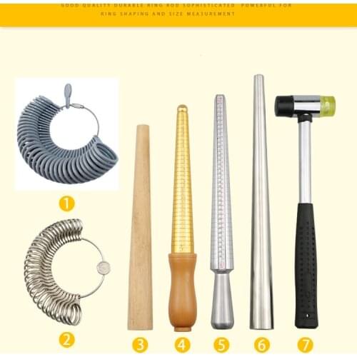 Metal Ring Sizer Set Measuring Rings Mandrel Finger Sizing Bracelet Measuring Mandrel Plastic Stick Sizer Jewelry Hammer Repair