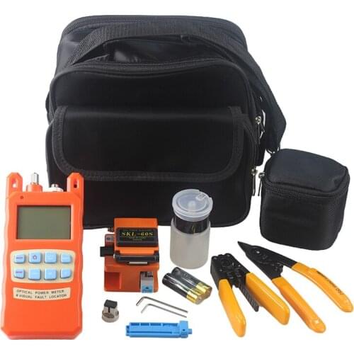 Optical fiber tool kits all in one optical power meter visual fault locator 1mw SKL-60S optic fiber cleaver stripper big bag