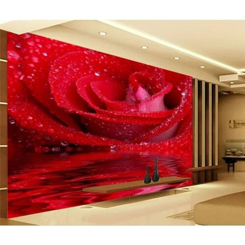 Custom 3D Large Mural Big Red Rose Romantic And Warm Photo Wallpaper For Wedding House Wall Mural 3D HD Wallpaper On The Walls