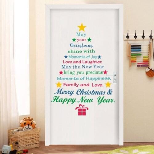 Christmas Decoration English Christmas Tree Stickers Wall Stickers Removable Decals Mall Window Decoration