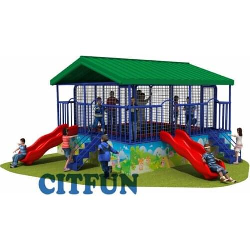 New design Multi-functional Customize children indoor/outdoor trampoline park with slide ;kids home backyard playground TP-003C