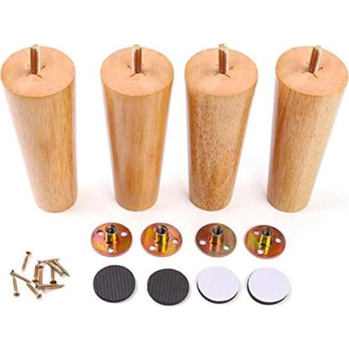 Furniture Legs Solid Wood Sofa Replacement Leg for Coffee Table Cabinet,100% Oak, Set of 4