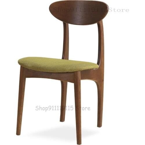 Nordic Solid Wood Dining Chair Modern Simple White Oak Home Leisure Fabric Back Coffee Shop Office Computer Chair