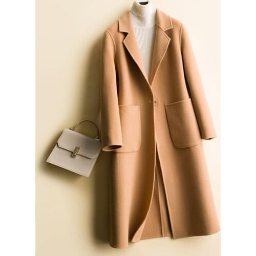 Autumn And Winter 100% Pure Wool Double-Sided Coat Women 2021 New Mid-Length Feminine Coat Fashion Long-Sleeved Cardigan Jacket
