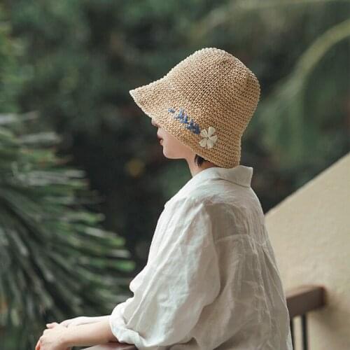 WomenS Bucket Hat Fashion Summer Big Brim Panama WomenS 2021 Sun Hat WomenS Beach Folding Fishermans Straw Hat