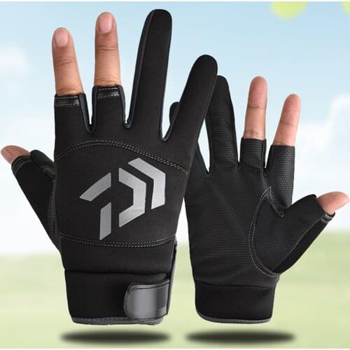 3 Fingers Cut Arrow Pattern Universal Fishing Gloves Breathable Outdoor Angling Sunscreen Anti-Slip Gloves Sports Fishing Access