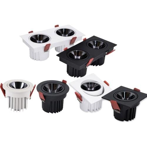 Dimmable Angle Adjustable Anti Glare Recessed LED Downlight 9W 12W 15W18W 24W 30W COB Ceiling Kitchen Living Room Indoor 85-265V