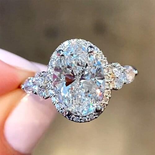 Ysdljg Luxury Women White CZ Women Rings Fashion Engagement Jewelry Proposal Ring for Girlfriend Elegant Women Accessories Gift