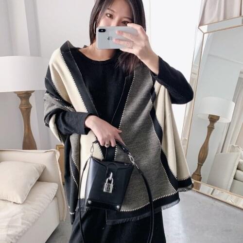 2020 Luxury Women Winter Scarf Tartan Pattern Silk Feeling Modal Cashmere Shawl Femme Knit Wool Blanket Pashmina Ladies Echarpe