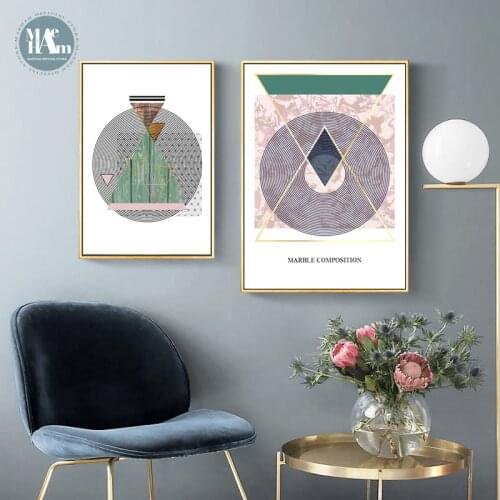 Nordic Pink Building wall art Canvas posters Painting Prints Abstract geometric Pictures for Living Room Morden Decor NO Frame