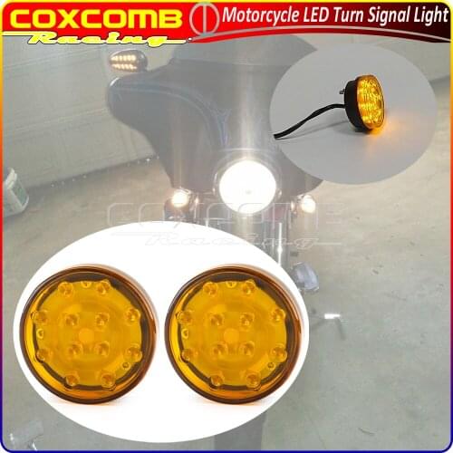 For Harley Honda Suzuki Yamaha Kawaski BMW Motorcycle LED Amber Lens Turn Signal Indicator Light 12V 62mm Blinker Stop Light