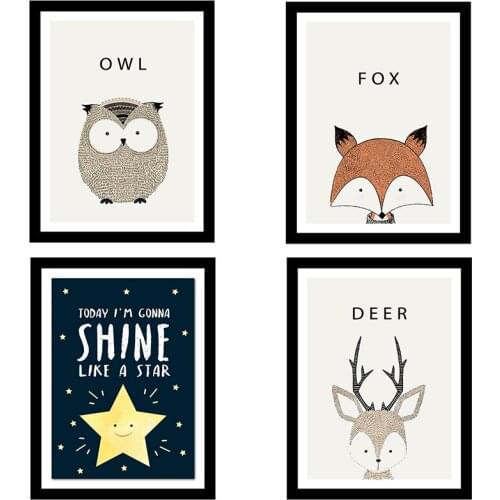 Three Ratels QMH42 Simple art poster cartoon animal Wall Sticker home decoration accessories for living room