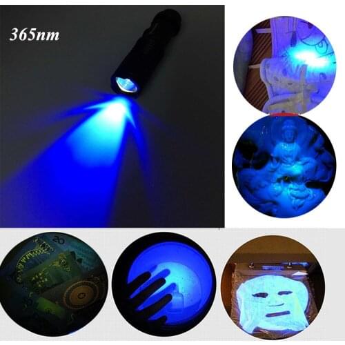 UV Led Flashlight 365nm White/395nm Purple Torch Light Ultra Violet Ultraviolet Blacklight for Money Checker AA Battery UV Lamp