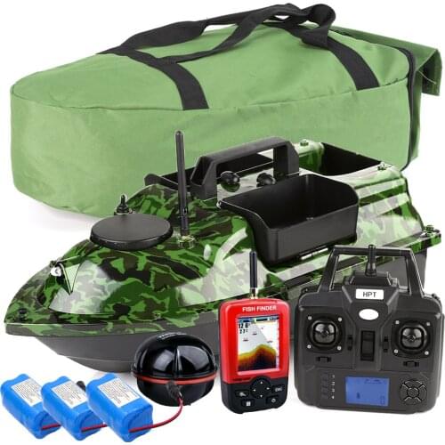 VERY100 500M Wireless RC Camo Bait Boat Hook/Bait post 3 Hoppers 2 Motors,LCD GPS Sensor Fishfinder,Bag,Batteries for Fishing