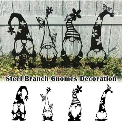Metal Branch Gnome Garden Decoration Sign Home Lawn Yard Decor Art Sculpture Garden Statue Easter Christmas Halloween Decoration