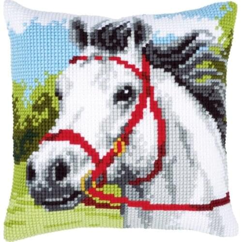 Latch Hook Cushion Yarn for Cushion Cover Animal Horse Pillow Case Sofa Cushion Printed Canvas Pillow Home Decorative