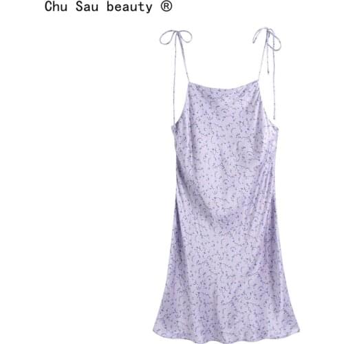 2021 Summer New Sexy Sweet Print Spaghetti Strap Lace-Up Slimming Mini Dress For Women Vestido A-Line Elegant