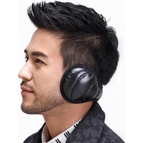 Earbag Winter Earmuffs White Dark Down Ear muff Foldable Ear Warmers Plush Faux Leather Ear Bag Adjust Back orejeras hombre