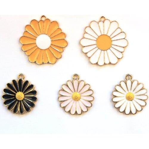 10pcs/Lot Sunflower Diy Handmade Oil Enamel Charms Design for Jewelry Making Earring Bracelet or Necklace