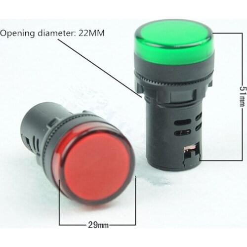 10pcs LED Signals lights Power Indicator lights 12V 24V 220V 380V 22MM Red green yellow blue white power supply Indicator light