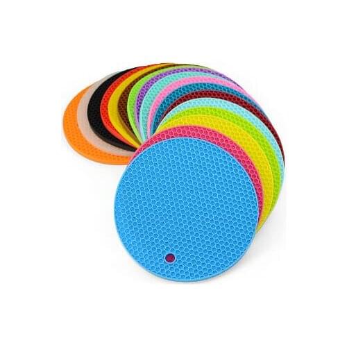 2pcs/pack Round honeycomb silicone insulation placemat kitchen non-slip waterproof plate Anti-scalding casserole pad Thicker