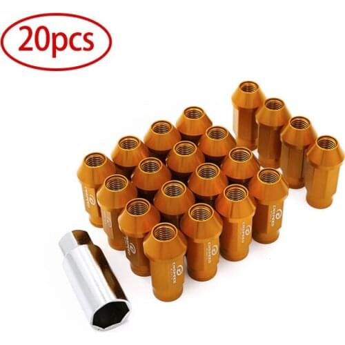 20pcs Gold Universal Racing Lock Lug Nut Aluminum Alloy 20pcs M12 * 1.5 Wheel Nuts Car Accessories