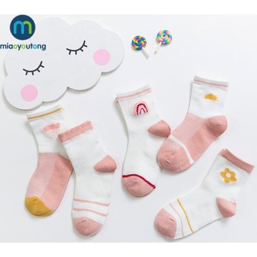 5 Pairs/lot Soft Mesh Thin Breathable Cotton Spring Summer Kids Socks Children Baby Girls Socks Skarpetki Infant Miaoyoutong