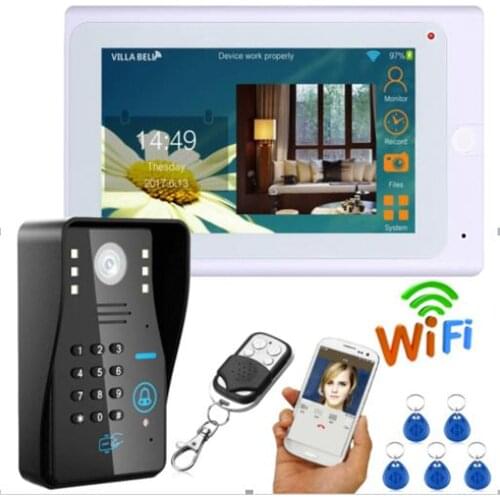 7 Inch Touch Screen WIFI Video Door Phone Password/ID Card/Remote Control Open Lock Access Control System