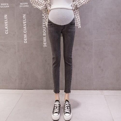 9337# Maternity pants Summer Maternity Jeans Belly Support Slim Pants Support Abdomen Elastic Waist Maternity Trousers