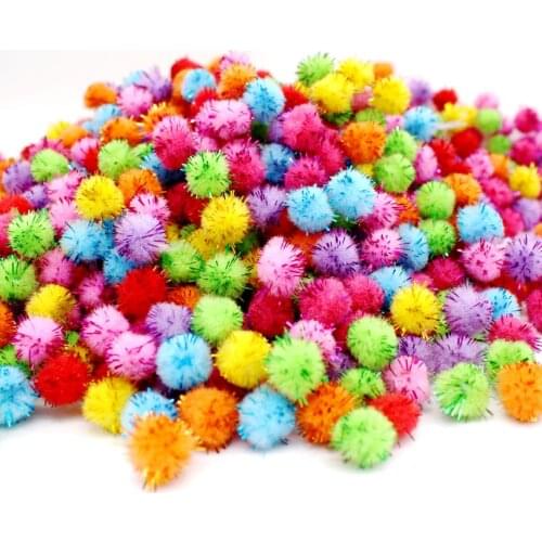 200pcs Glitter Plush Ball Pompom DIY Wedding party Home Decoration Garment Sewing on Cloth pom poms crafts Children kids toy