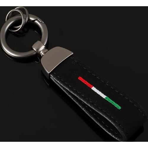 10pcs Car Keychain Buckskin Leather Key Holder Keychain For Mercedes Bmw The National Flag Of Italy Germany Key Chain Alloy Auto