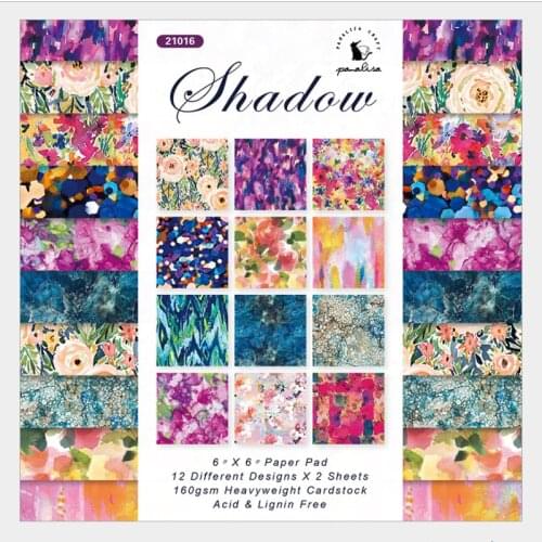 6"12/24 Sheets Bright Colors Shadow Flower Scrapbooking Pads Paper Origami Art Background Paper Card Making DIY Scrapbook Paper