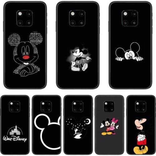 Mickey Phone Case For Huawei mate 30 10 20 40 Lite Smart Z Pro Black Etui 3D Coque Painting Hoesjes case