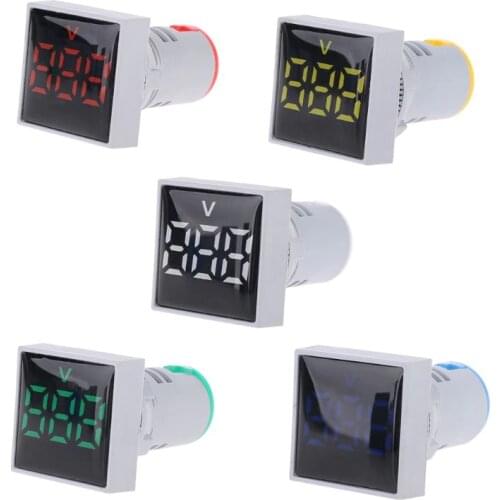 AD16 Digital Voltmeter Volt Indicator Light 22mm Square AC 20-500V Voltage Panel Meter LED Lamp Wholesale