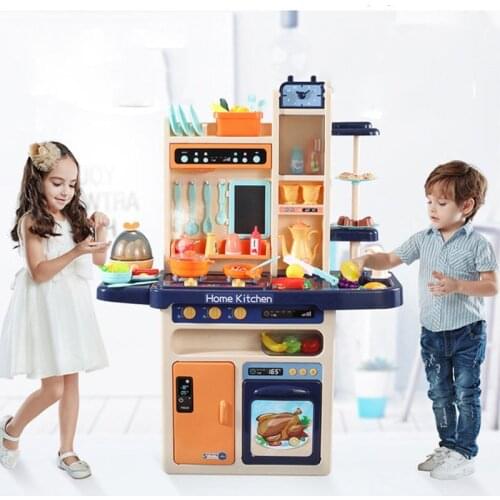 Kids Toys With Light and Music Spray Large kitchenware Toys 65Pcs Pretend Play Simulation Kitchen Childrens Cooking Toys Set