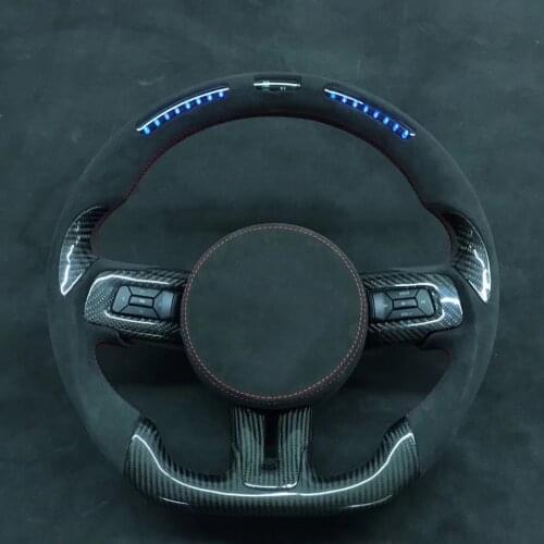 For Ford Mustang 2015-2021 Cuatomized LED Racing Real Carbon Fiber Sports Steering Wheel Alcantara Leather