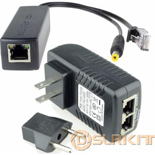 DSLRKIT Power Over Ethernet Kit PoE(48V Injector+ 12V Active Splitter) for IP camera AP