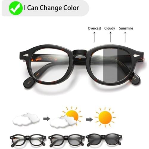 Johnny Depp Photochromic Sunglasses Men Woman Acetate Frame Chameleon Sun Glasses Male Change Color Day Night Vision Eyewear