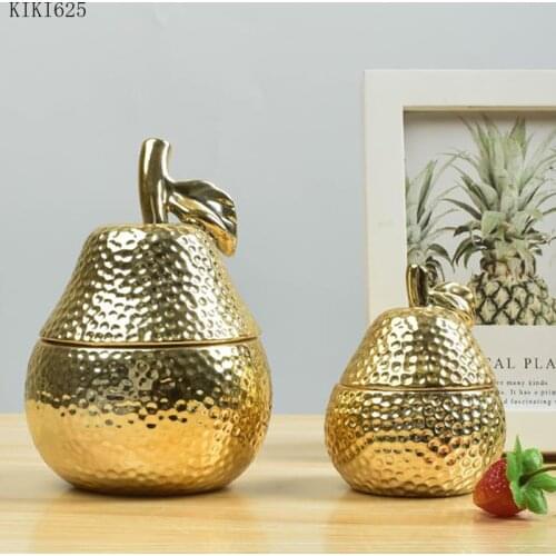 European Ceramic Electroplating Golden Storage Box Candy Snack Storage Jar Flavor Ornaments Desktop Jewelry Box Home Decoration
