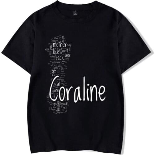 Hip Hop Coraline Cartoon leisure T-shirt short Sleeve Summer Men Fleece Sweatshirt Streetwear Unisex Manga Printed Anime Tees