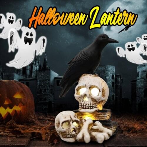 Halloween Skull Crow Lantern With LED Lights Decorations Party Porch Yard Bar Horror Atmosphere Props For Paradise Prop 2021 New