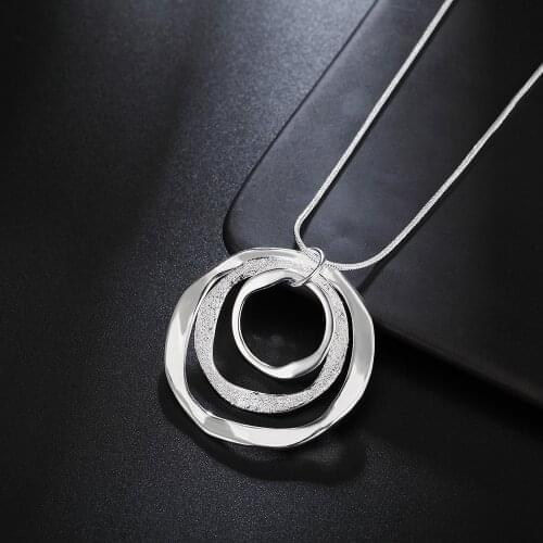 Fine brand Solid 925 Sterling Silver Necklace For Women Bohemia three circle pendant luxury Wedding Jewelry party Christmas gift