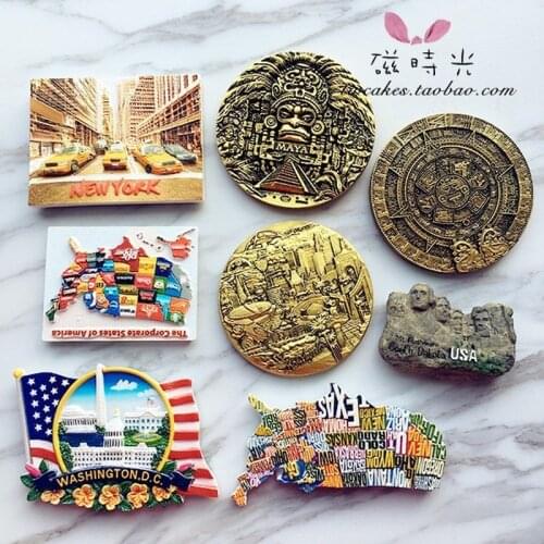 American Flag Map South America Maya Refrigerator Magnet 3D Fridge Magnet Sticker Travel Souvenir Kitchen Home Gifts Decoration