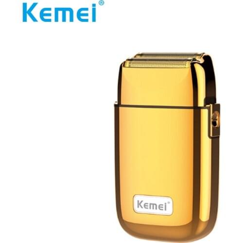 Kemei Cordless Metal Double Foil Electric Shaver Rechargeable Bareheaded Clipper for Men Razor Shaving Machine Barber Trimmer