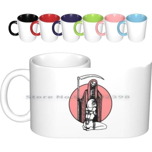 Inauspicious Ceramic Mugs Coffee Cups Milk Tea Mug Death Grim Reaper Skull Skeleton Pink Shibari Bondage Bdsm Kinky Fetish Sex