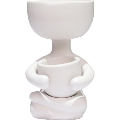 Ceramic Succulent Vase Creative Human Shaped Small Ceramic Flower Pots Mini Plant Planters For Desktop Usage Home Decor Black