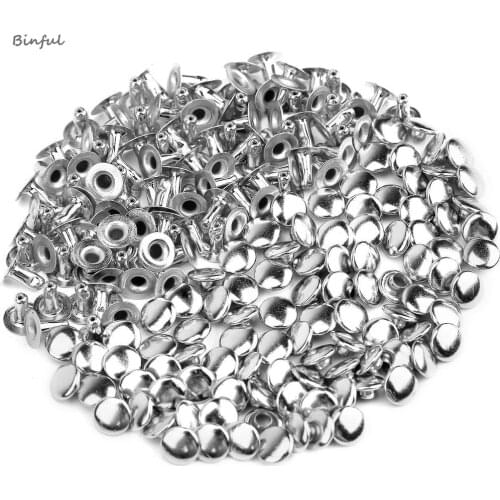 100pcs 6mm Round Mushroom Shaped Metal Rivets DIY Punk Style Leather Shoes Bag Bracelet Rapid Studs (Silver)