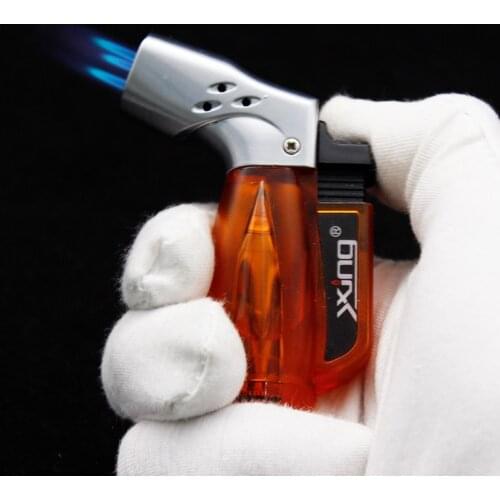 Mini Triple Torch Cigar Jet Lighter Windproof Blue Flame Lighters Butane Fuel Visible Smoking Gadget
