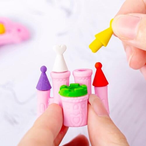 4 Set Magic Princess Castle Rubber Erasers Set Students Korean Cute Eraser Stationery Supplies Wholesale Prizes for Kids