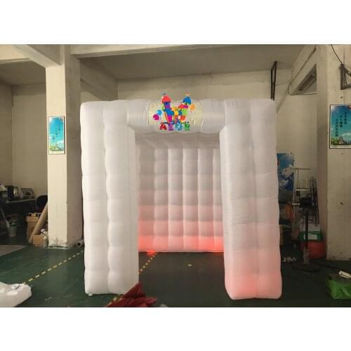 2.4x2.4x2.4m customized size led inflatable photo booth backdrops inflatable photo booth tent with 2 doors